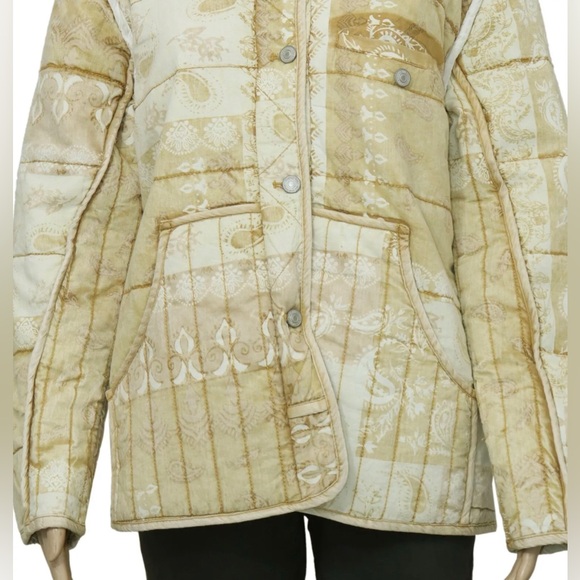 Free People Fade Out Utility Quilted jacket Neutral Printed We the Free NWT L - Picture 3 of 4
